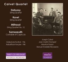 Calvet Quartet. Debussy, Ravel, Milhaud, Samazeuilh, 1946-48